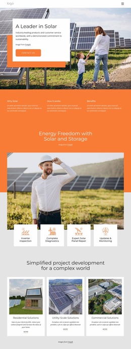 Product Landing Page For Solar Energy Company