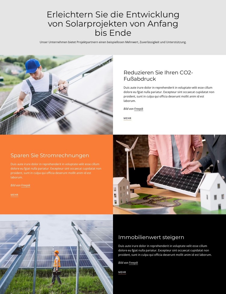 Entwicklung von Solarprojekten CSS-Vorlage
