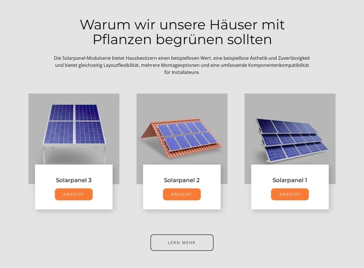 In den USA hergestellte Solarmodule Website-Vorlage