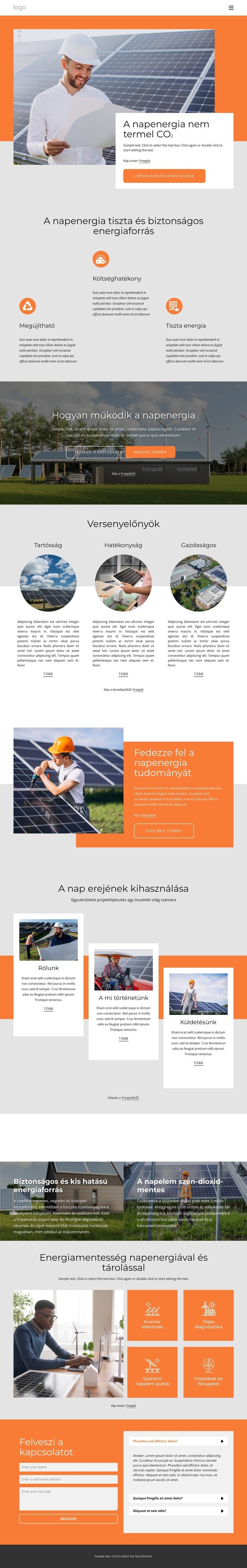 Tiszta napenergiával táplálja otthonát CSS sablon