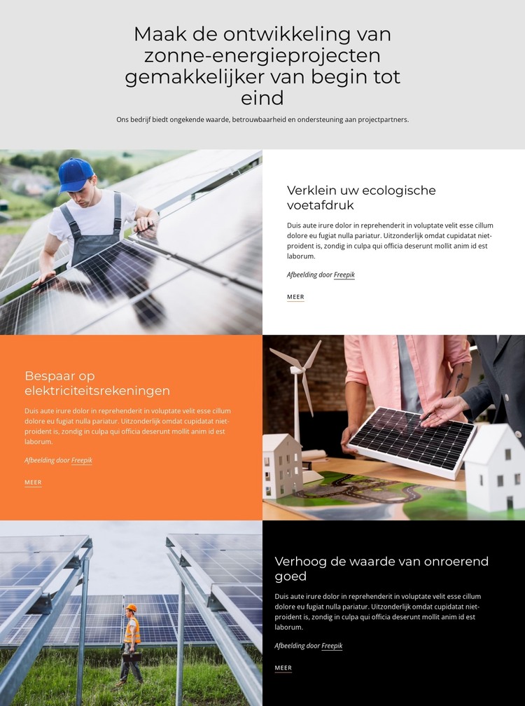 Ontwikkeling van zonne-energieprojecten HTML-sjabloon