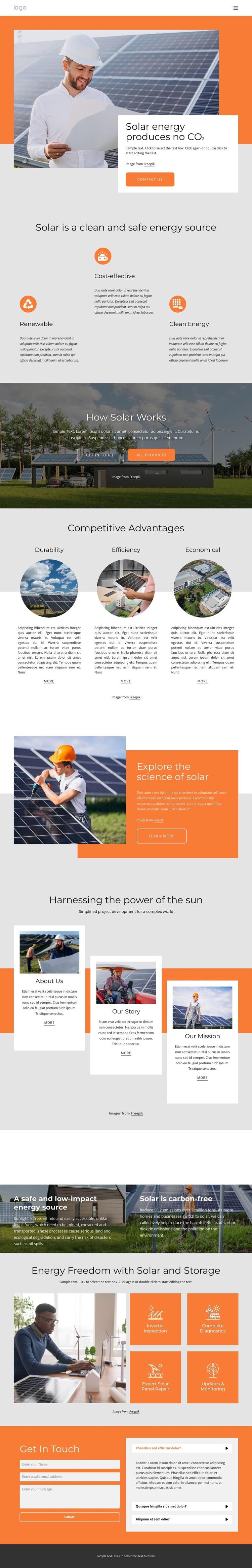 Power your home with clean solar energy One Page Template