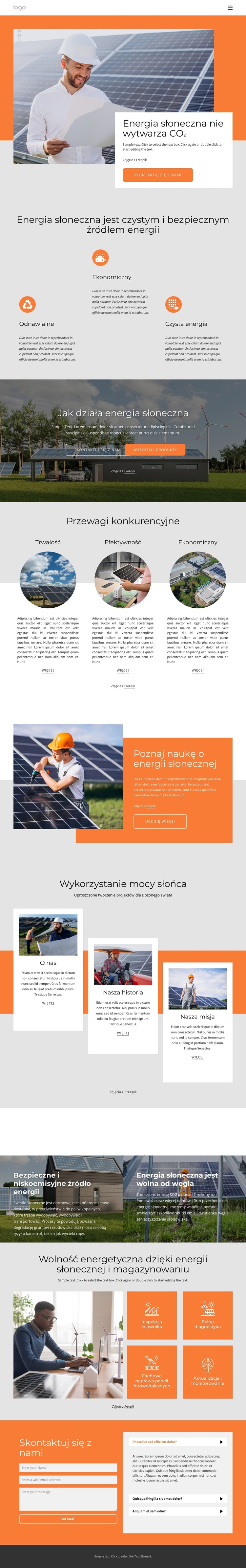 Zasil swój dom czystą energią słoneczną Szablon witryny sieci Web