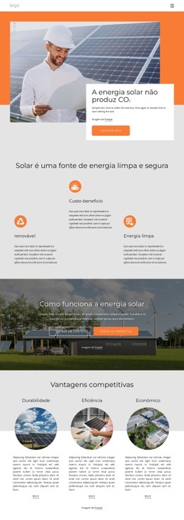 Alimente Sua Casa Com Energia Solar Limpa - Modelo HTML5 Responsivo