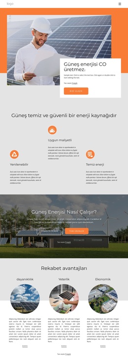 Evinizi Temiz Güneş Enerjisi Ile Güçlendirin - WordPress Teması