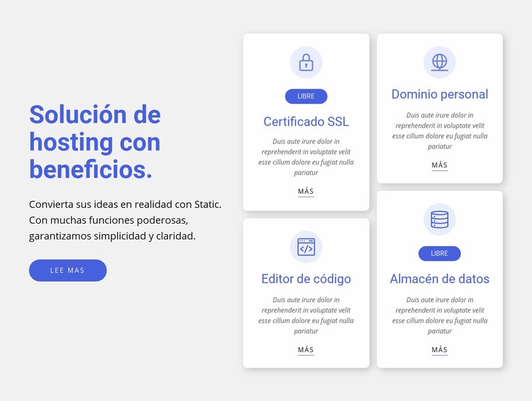 Solución de hosting con beneficios Maqueta de sitio web