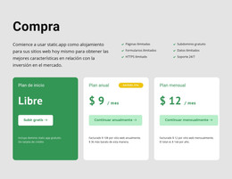 Opciones De Precios: Plantilla De Página HTML