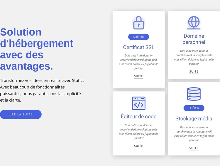 Solution d'hébergement avec des avantages Thème WordPress