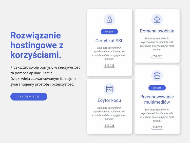 Rozwiązanie hostingowe z korzyściami Szablony do tworzenia witryn internetowych