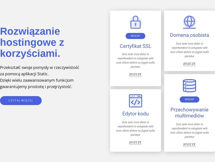 Rozwiązanie hostingowe z korzyściami Szablon CSS