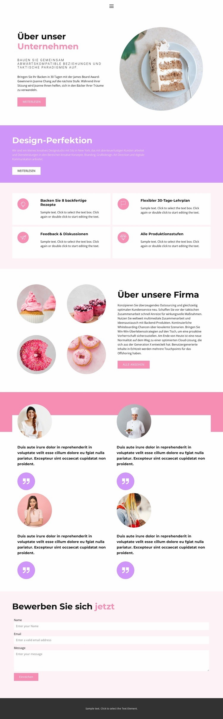 Über unsere Produktion Landing Page