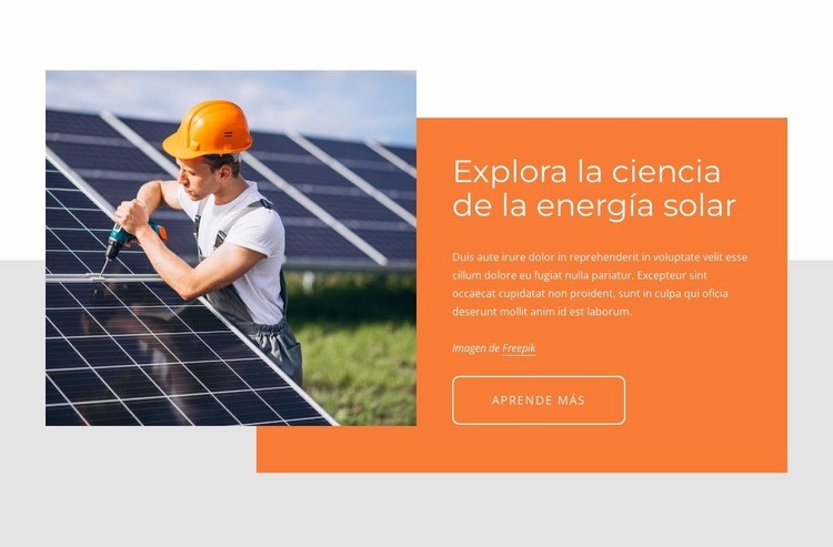 Explora la ciencia de la energía solar Creador de sitios web HTML