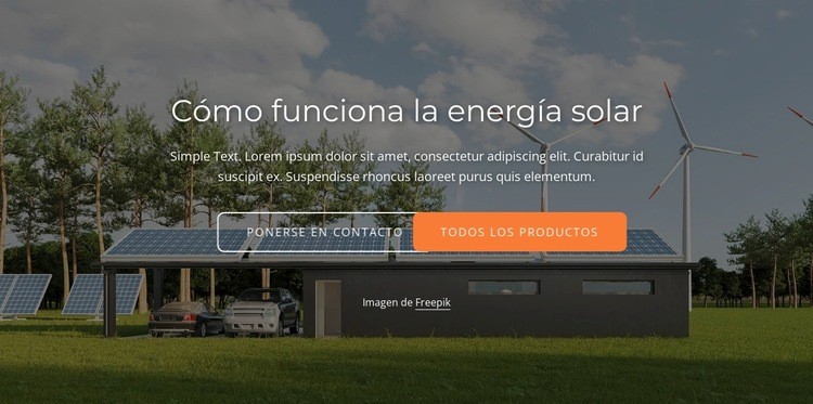 La energía solar funciona convirtiendo la energía Maqueta de sitio web