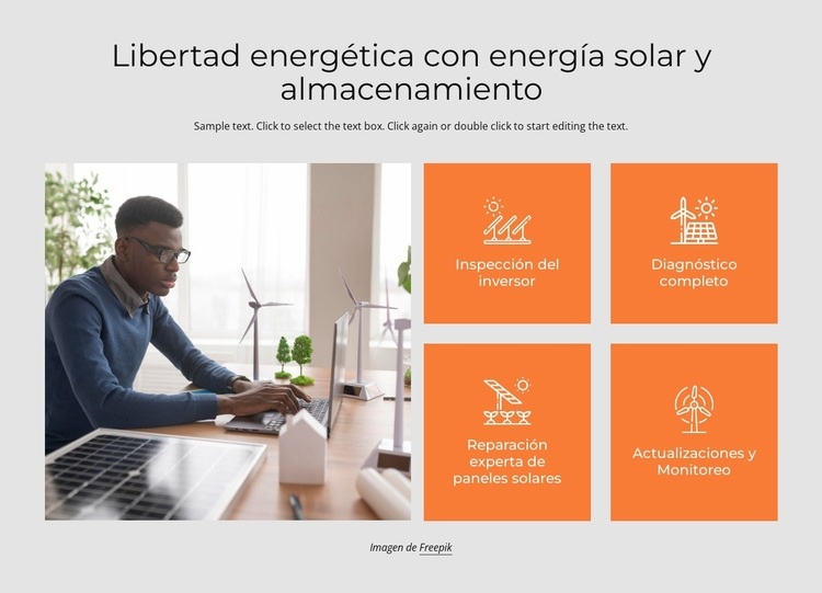 Libertad energética con almacenamiento solar Maqueta de sitio web