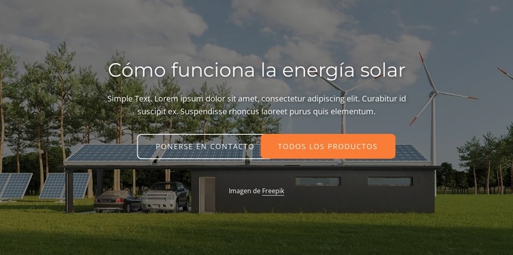 La energía solar funciona convirtiendo la energía Plantilla CSS