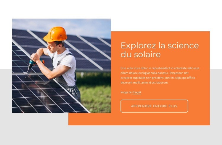 Explorez la science du solaire Créateur de site Web HTML