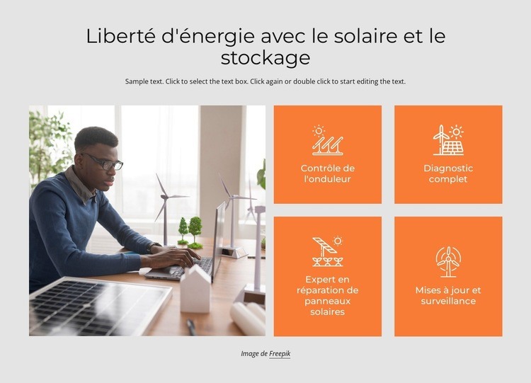 Liberté d'énergie avec le stockage solaire Maquette de site Web