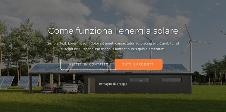 L'energia solare funziona convertendo l'energia Mockup del sito web
