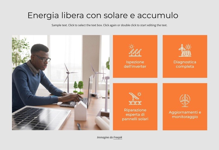 Libertà energetica con l'accumulo solare Mockup del sito web