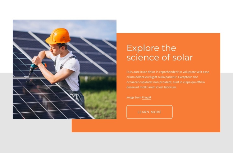 Explore the science of solar One Page Template