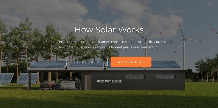 Solar power works by converting energy One Page Template