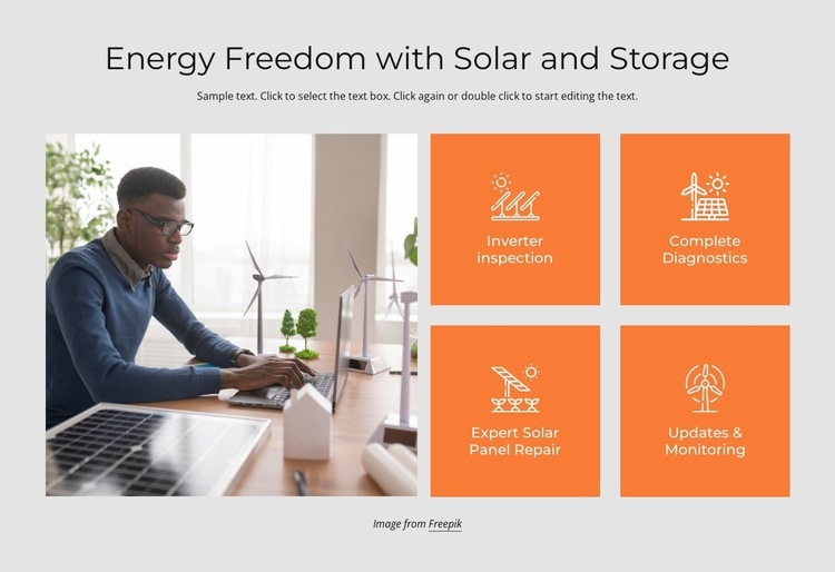 Energy freedom with solar storage Web Page Design