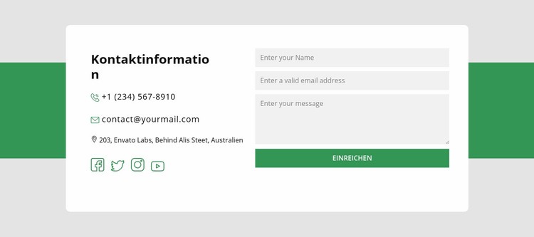 Kontaktinformationsblock HTML5-Vorlage