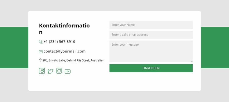 Kontaktinformationsblock Website design