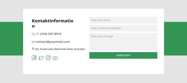 Kontaktinformationsblock Website-Modell