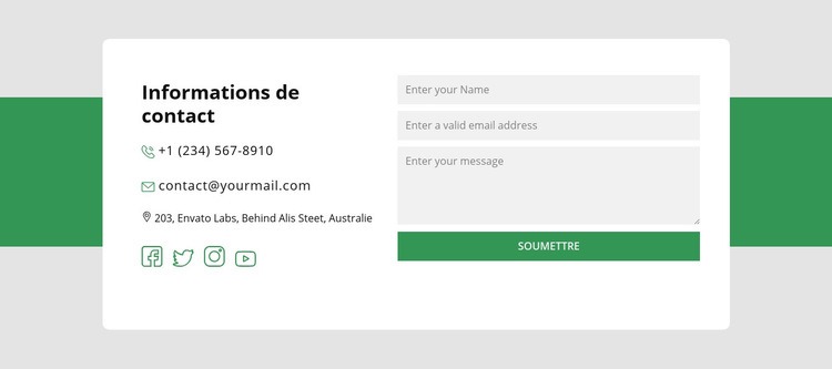 Bloc d'informations de contact Modèle