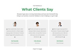 3 columns with testimonials - Html Code Example by Nicepage