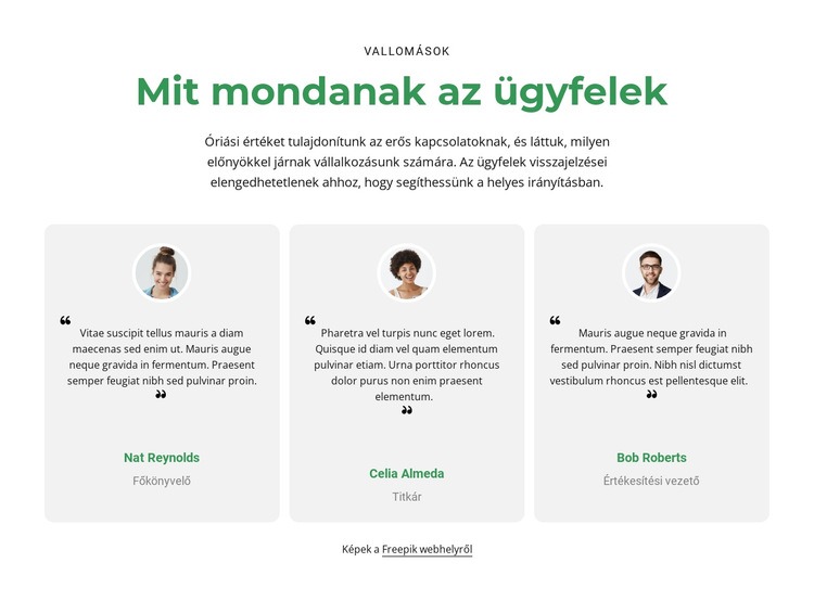 3 oszlop ajánlásokkal Weboldal tervezés