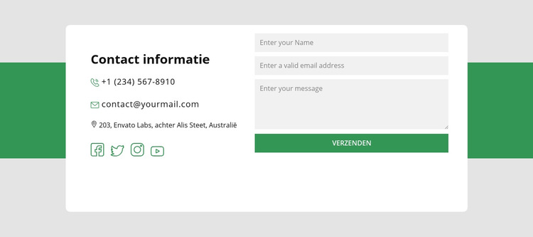 Contact informatie blok Website sjabloon