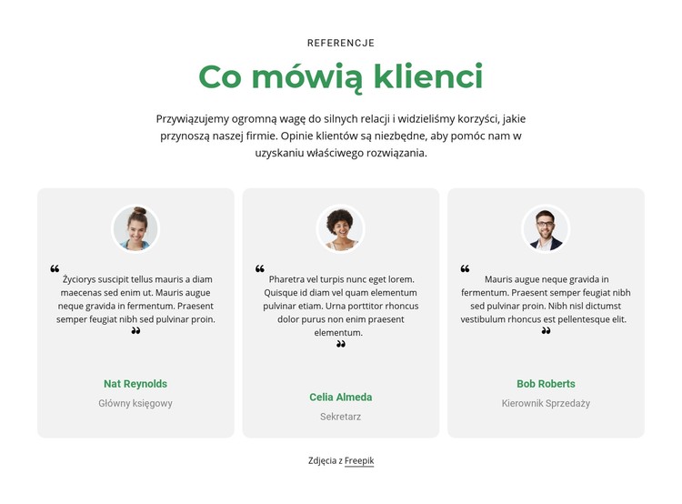 3 kolumny z referencjami Szablon CSS