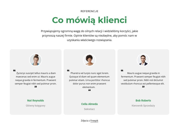 3 kolumny z referencjami Szablon jednej strony