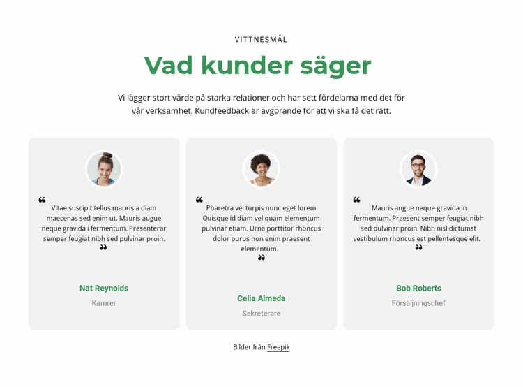 3 spalter med vittnesmål WordPress -tema