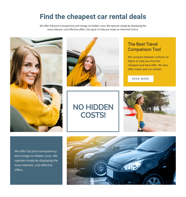 Cheap car rental worldwide One Page Template