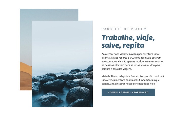 Trabalhar e viajar Design do site