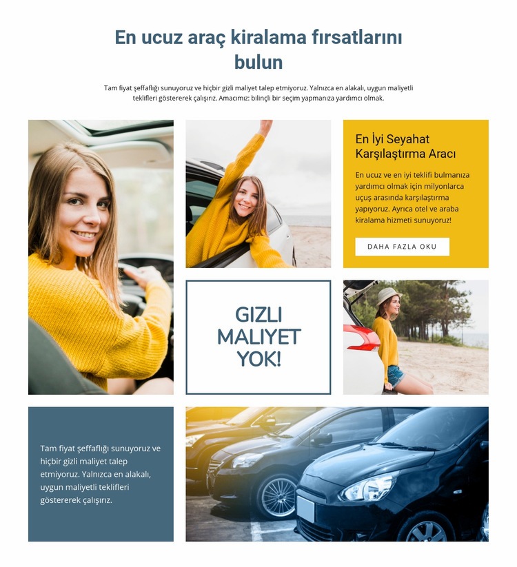 Dünya çapında ucuz araba kiralama Bir Sayfa Şablonu