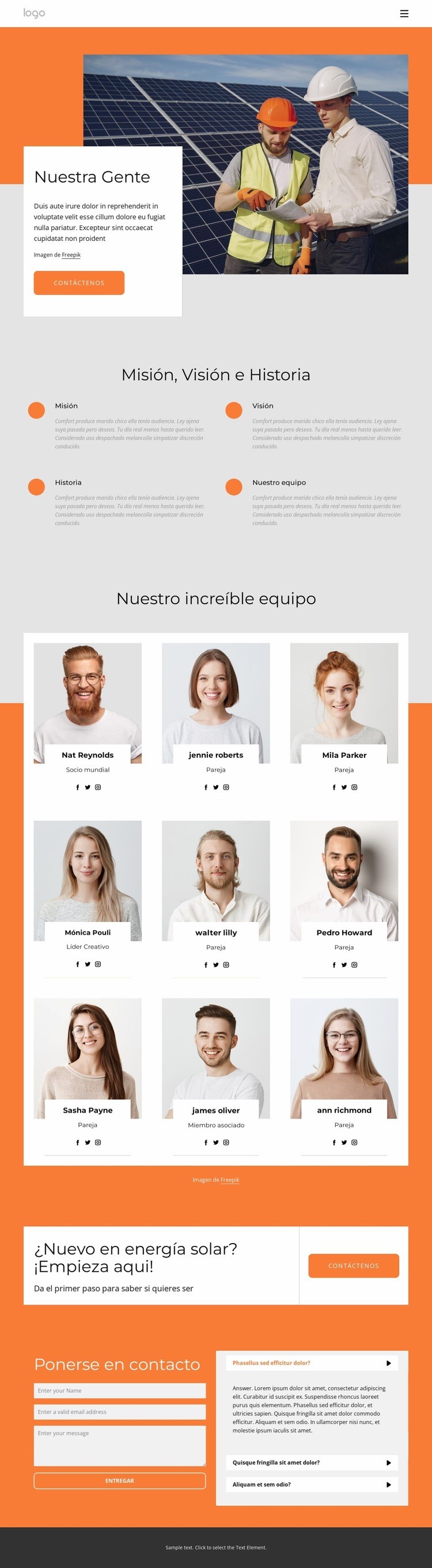 Profesionales solares calificados Creador de sitios web HTML