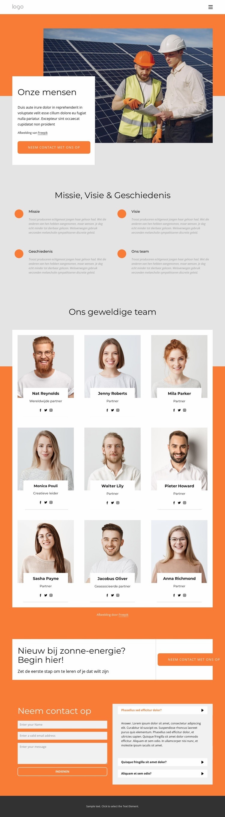 Gekwalificeerde zonne-professionals Website ontwerp