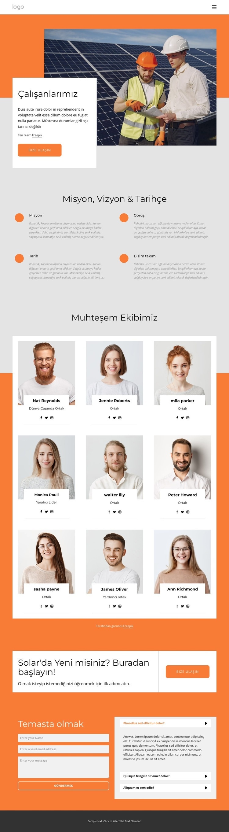 Nitelikli güneş enerjisi profesyonelleri HTML5 Şablonu