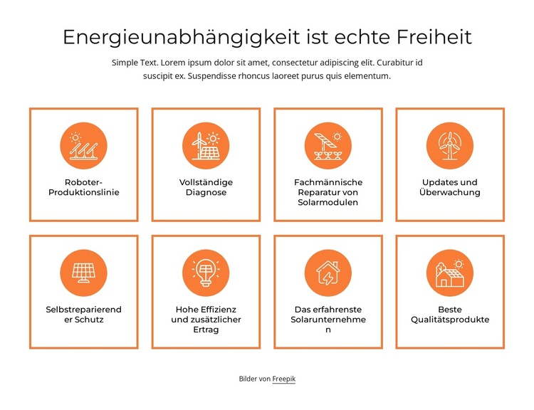 Energieunabhängigkeit Website-Vorlage