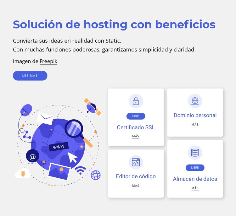 Soluciones de hospedaje Plantillas de creación de sitios web