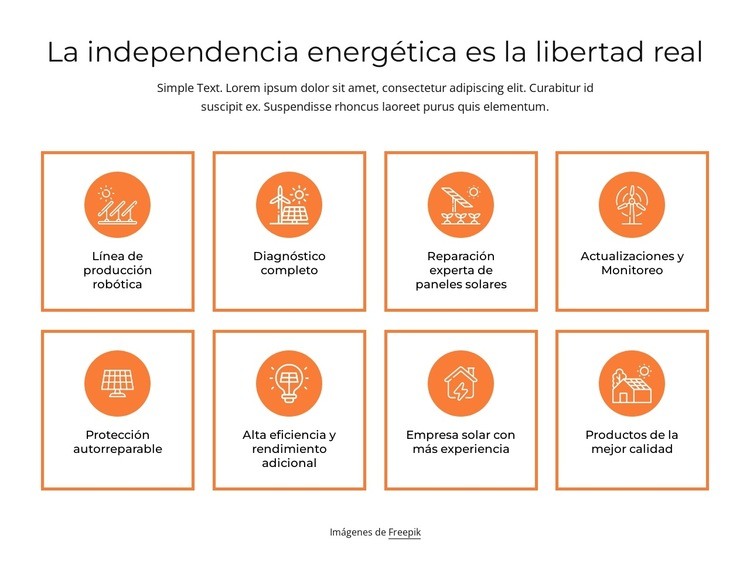 Independencia energética Maqueta de sitio web