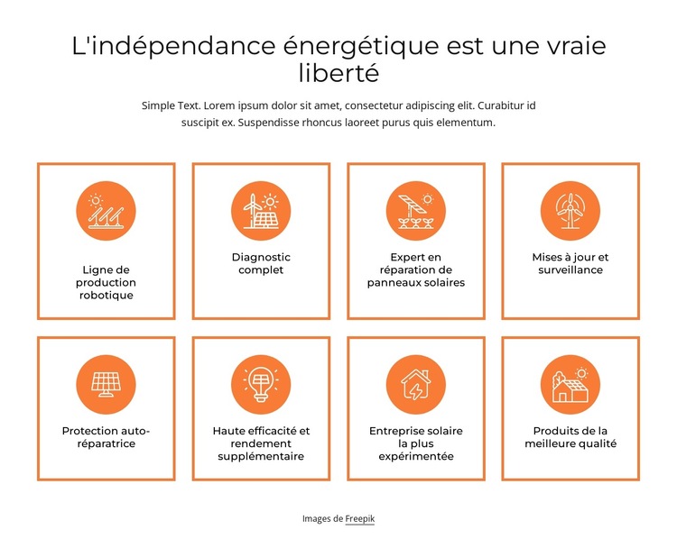 Indépendance énergétique Modèle de site Web