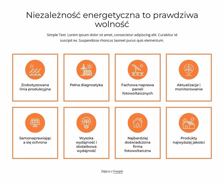 Niezależność energetyczna Makieta strony internetowej