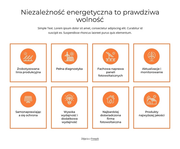 Niezależność energetyczna Szablon witryny sieci Web