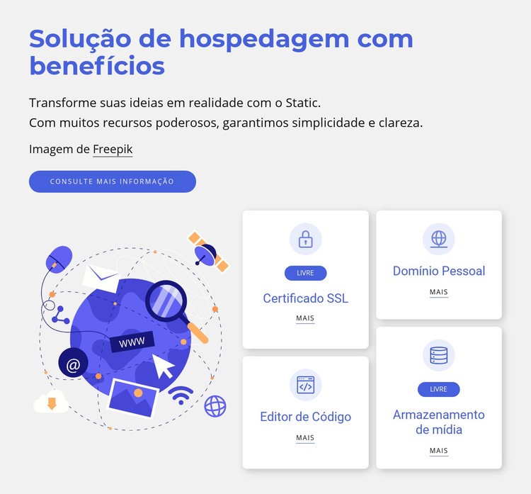 Soluções de hospedagem Construtor de sites HTML