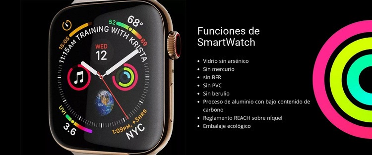 Funciones de SmartWatch Maqueta de sitio web